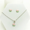 Sweet Treat Cake Pendant & Stud Earrings Set – Adorable & Playful