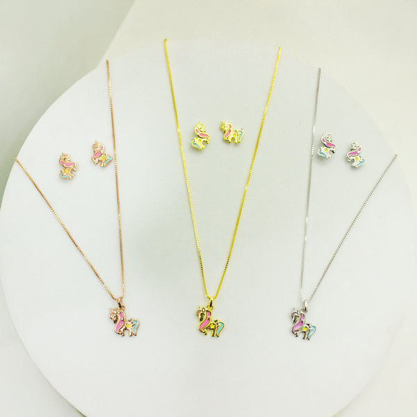 Magical Unicorn Jewelry Set – Necklace & Earrings ✨🦄