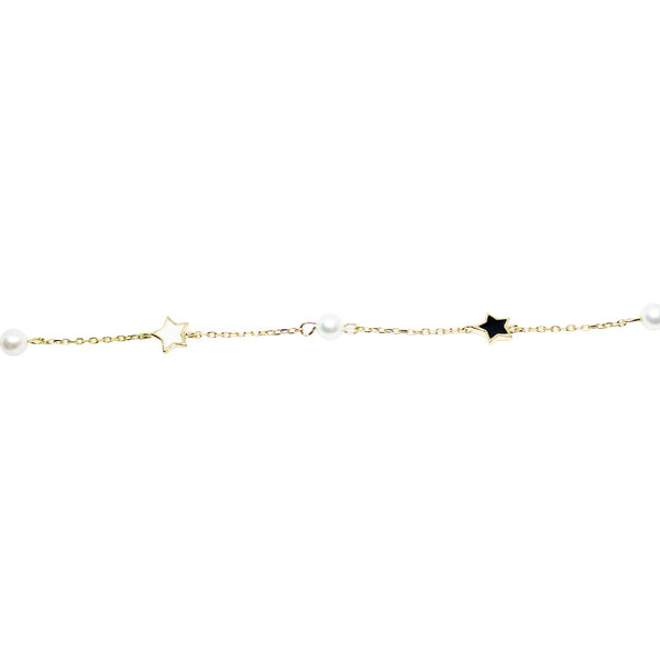 Celestial Pearl & Star Gold Bracelet