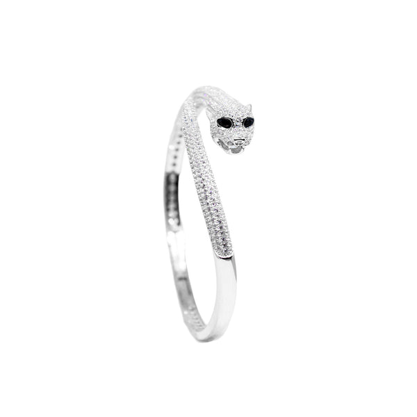 Fierce & Elegant Panther Head Bangle – A Bold Statement of Power