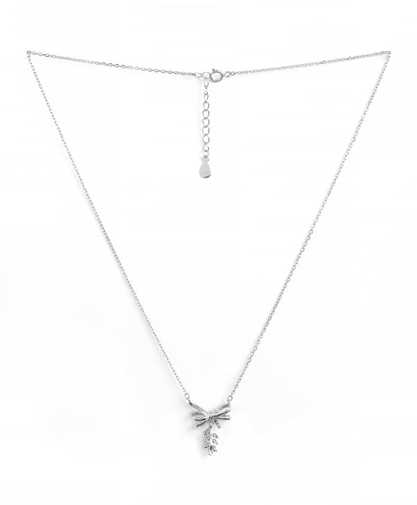 Silver Bow Charm Necklace