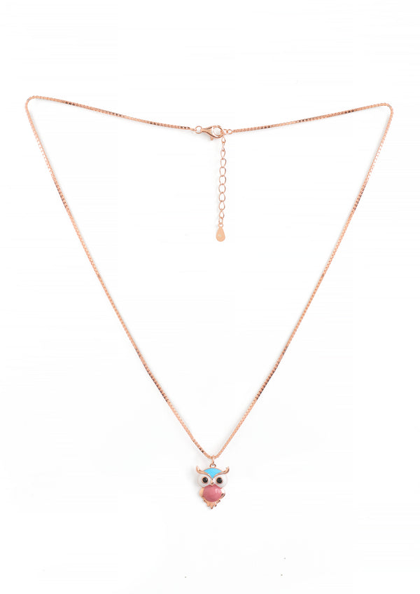 Enamel Owl Charm Necklace