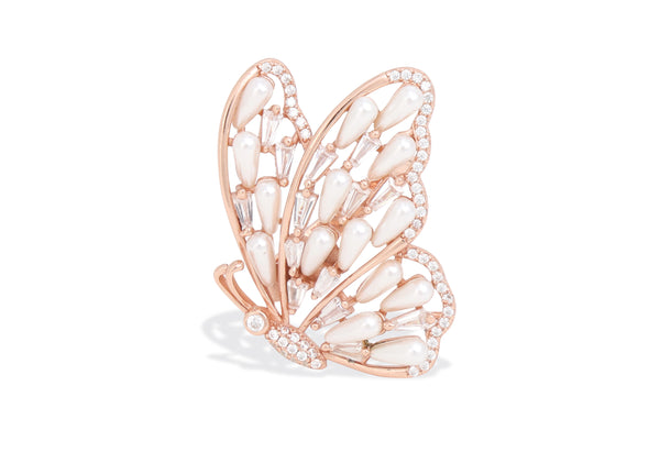 Butterfly Pearl Cluster Statement Ring
