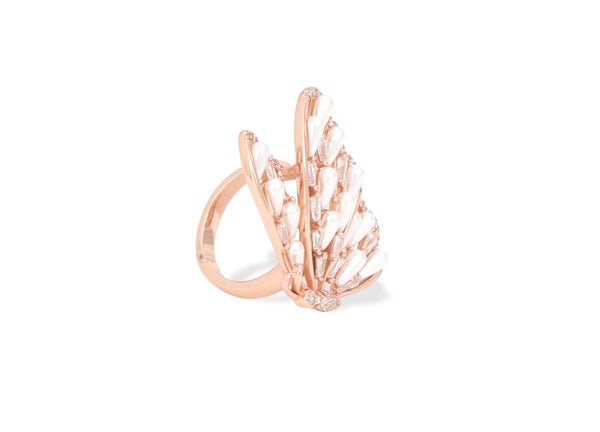 Butterfly Pearl Cluster Statement Ring