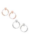Dual Tone Circle Drop Earrings