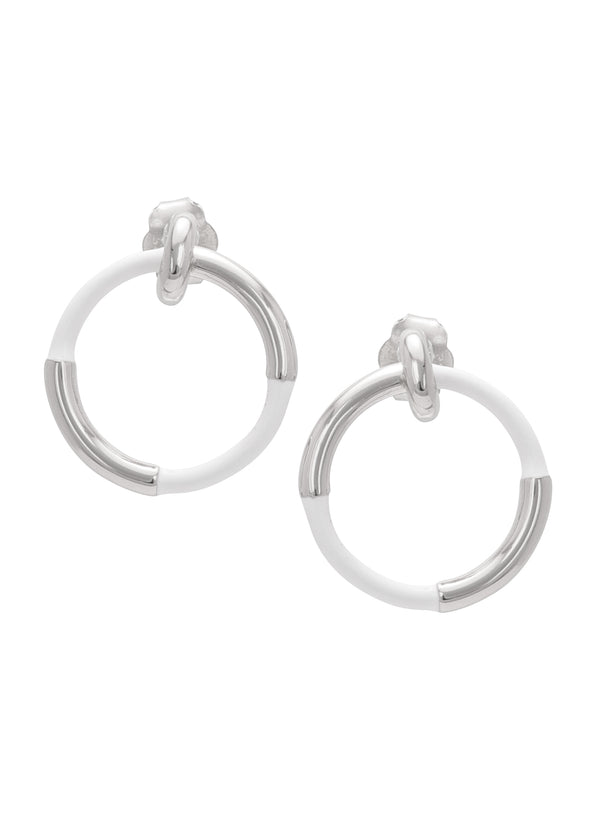 Dual Tone Circle Drop Earrings